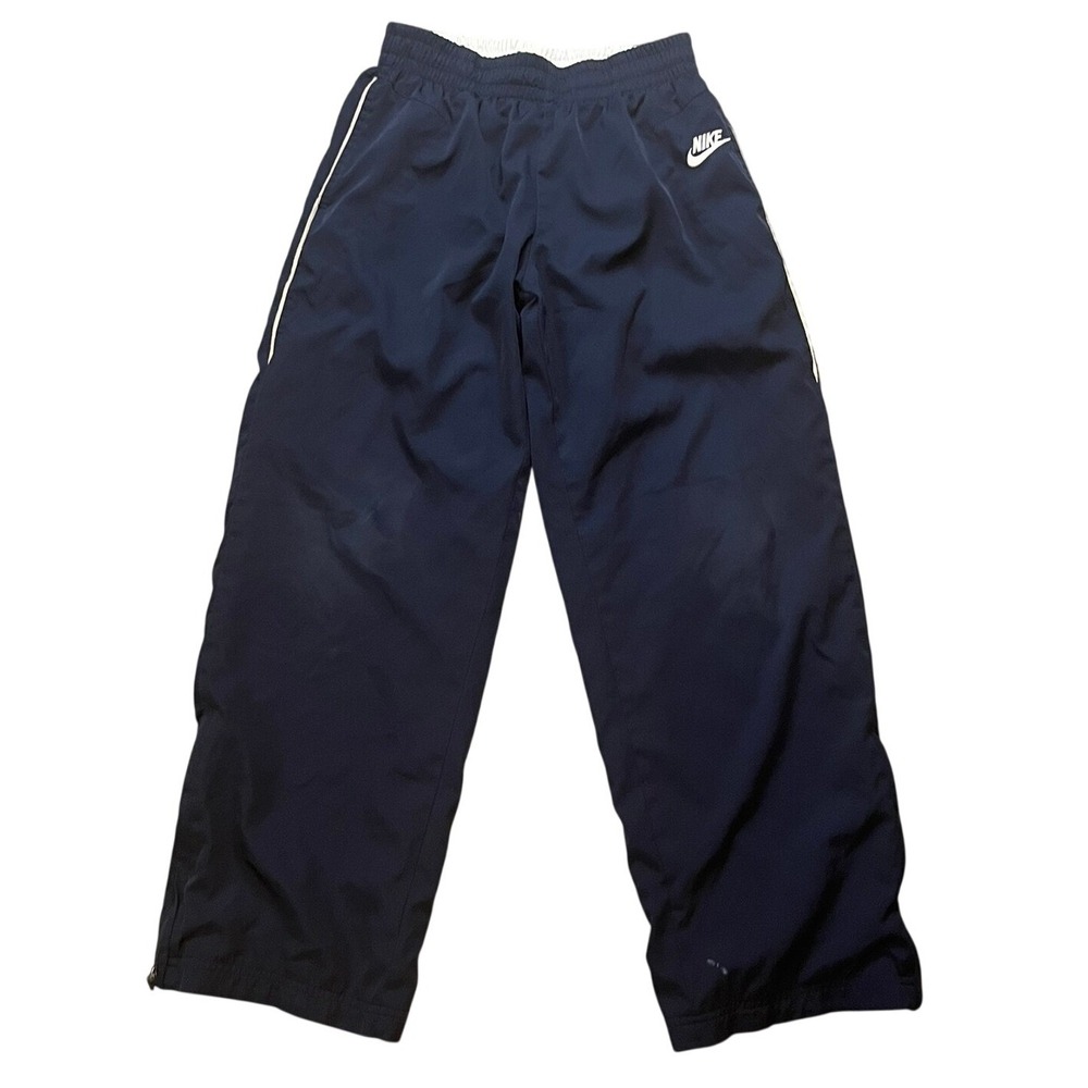 Nike Youth Navy Blue Track Pants Elastic Waist Ankle Zip Athletic Joggers